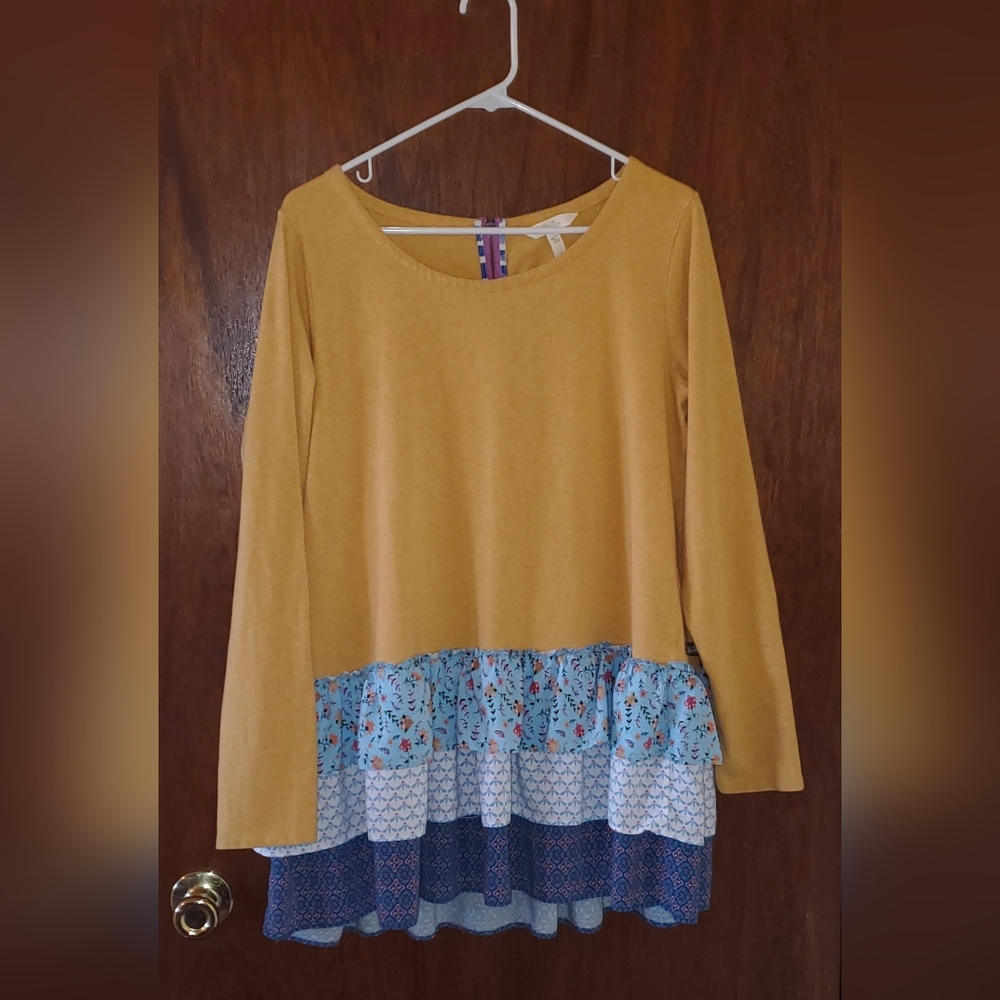 Matilda Jane Make Believe Weekend Vibes Ruffle Blouse Top SZ Xl